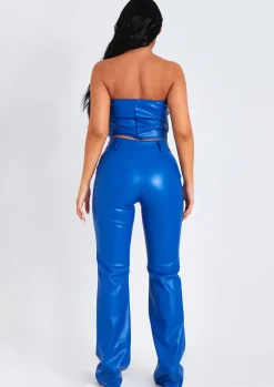 Rave Outfits|Tops*Missy Empire Abby Blue Faux Leather Cropped Corset