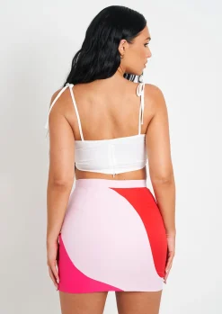 Skirts|Co-Ords*Missy Empire Addilyn Pink And Red Colour Block Mini Skirt