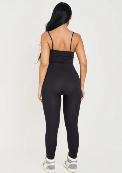 Airport Vibin'|Seamless & Shapewear*Missy Empire Adele Seamless Strappy All In One Jumpsuit Black