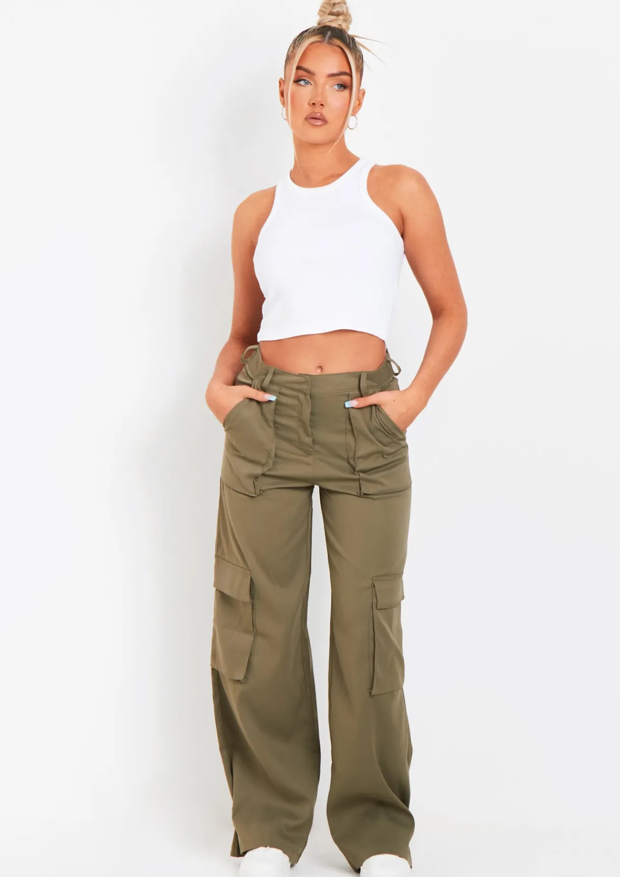 Concert Outfits|Trousers*Missy Empire Ainsley Khaki Pocket Detail Low Rise Cargo Pants