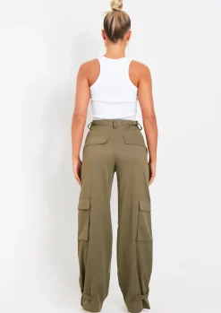 Concert Outfits|Trousers*Missy Empire Ainsley Khaki Pocket Detail Low Rise Cargo Pants