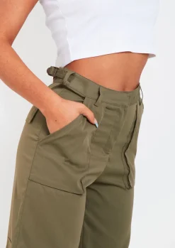 Concert Outfits|Trousers*Missy Empire Ainsley Khaki Pocket Detail Low Rise Cargo Pants