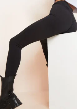 Airport Vibin'|Leggings*Missy Empire Alaya Ruched Bum Thick Jersey Leggings Black