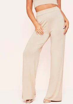 Trousers|Loungewear*Missy Empire Aleena Wide Leg Jersey Trousers Beige