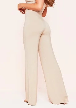 Trousers|Loungewear*Missy Empire Aleena Wide Leg Jersey Trousers Beige