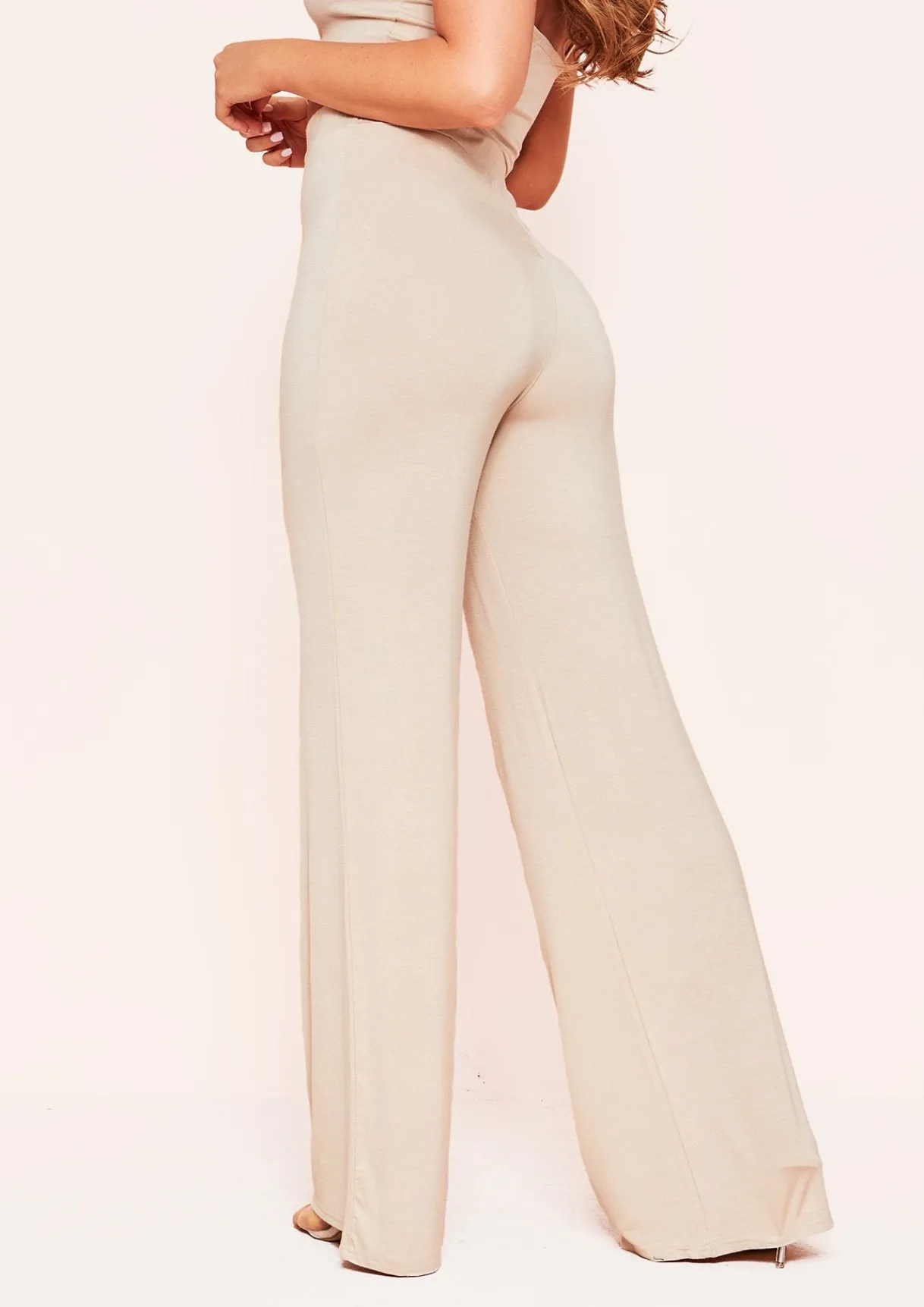 Trousers|Loungewear*Missy Empire Aleena Wide Leg Jersey Trousers Beige