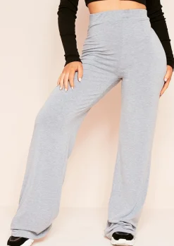 Trousers|Loungewear*Missy Empire Aleena Wide Leg Jersey Trousers Grey