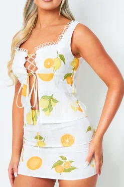 Skirts|Co-Ords*Missy Empire Alexis Lemon Print Mini Skirt