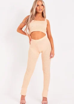Loungewear|Leggings*Missy Empire Alma Beige Fine Knit Leggings