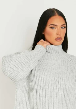 Airport Vibin'|Knitted Dresses*Missy Empire Amie Chunky Knit Jumper Dress Grey