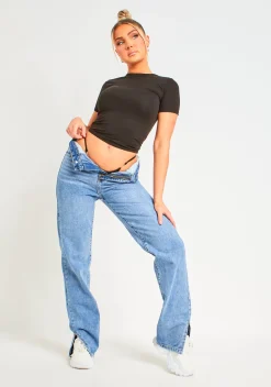 Airport Vibin'|Tops*Missy Empire Amira Premium Sculpt Tee Black