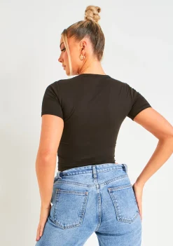 Airport Vibin'|Tops*Missy Empire Amira Premium Sculpt Tee Black
