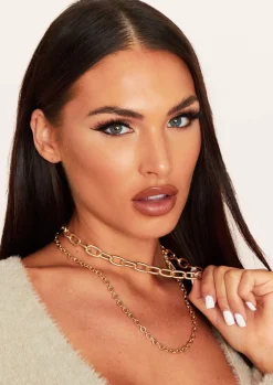 Necklaces|Rave Outfits*Missy Empire Amy Gold Chunky Double Chain Necklace