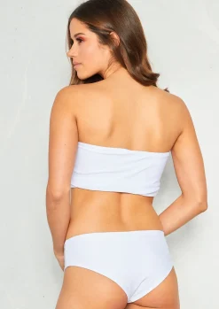 Swimwear|Beachwear*Missy Empire Andrea White Ruched Bandeau Bikini