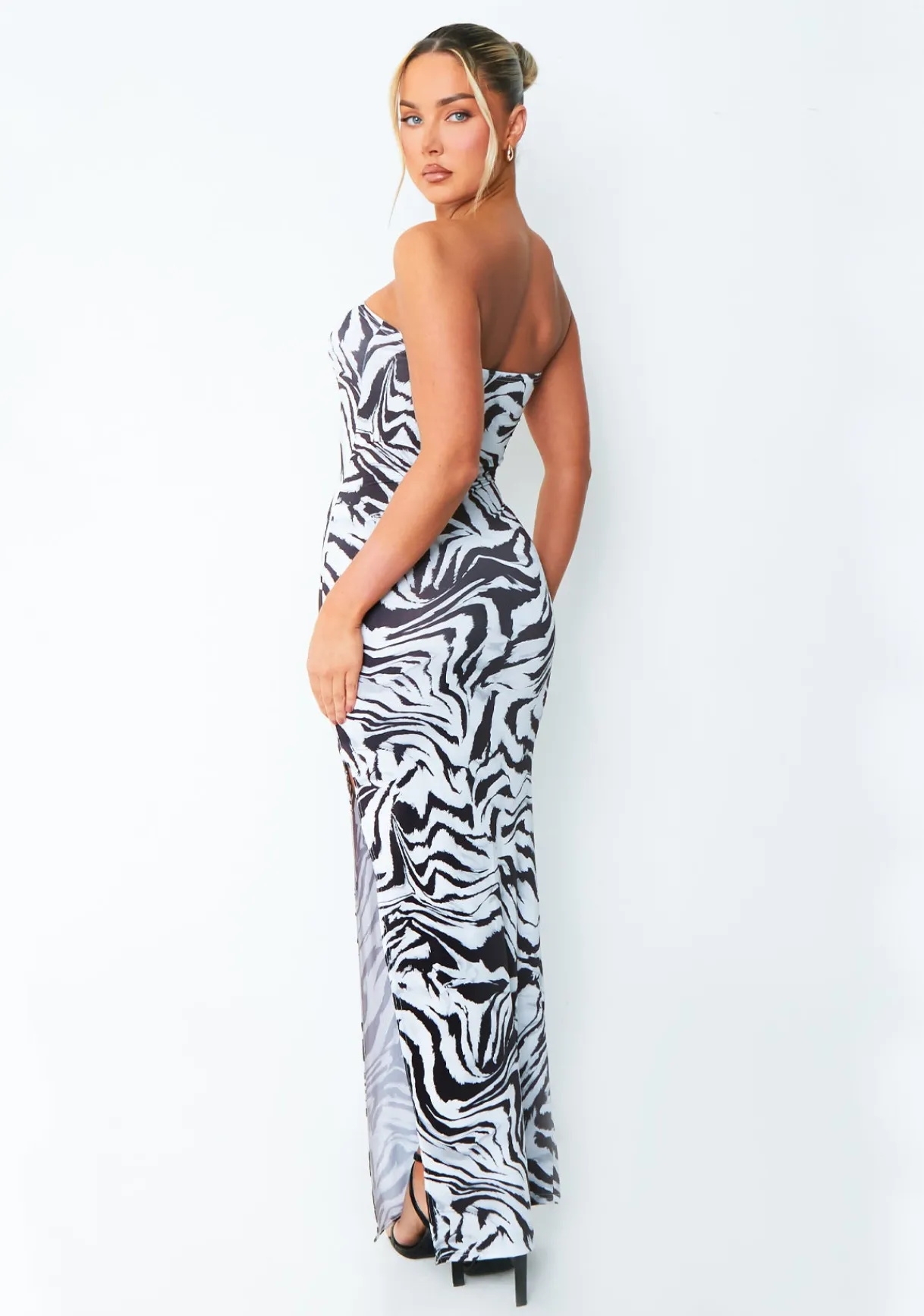 Maxi Dresses|Going Out Dresses*Missy Empire Angel Zebra Printed Bandeau Maxi Dress