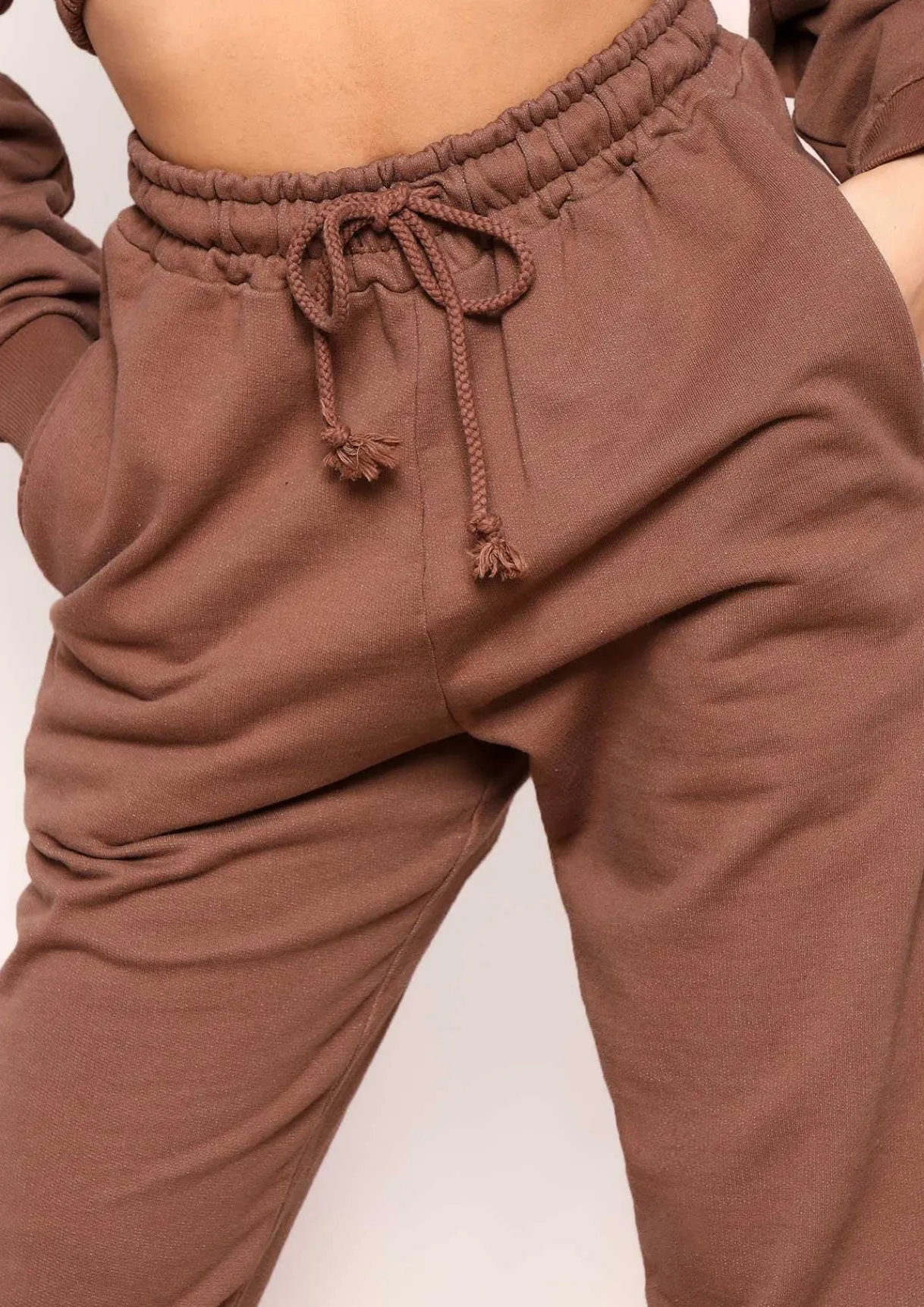 Airport Vibin'|Tracksuits*Missy Empire Angela Chocolate Elasticated Hem Drawstring Joggers