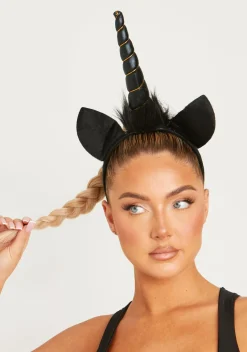 Hair Accessories*Missy Empire Angelica Black Unicorn Headband