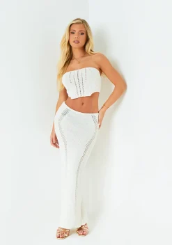 Tops|Co-Ords*Missy Empire Angelica Cream Lace Up Back Knitted Corset Top