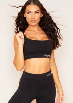 Tops|Gym Tops*Missy Empire Anne Black Missy Sport Thick Strap Gym Bralet