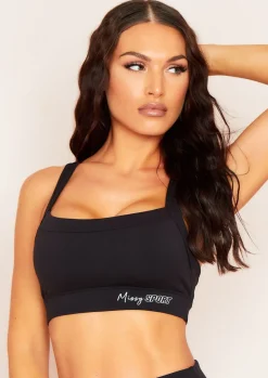 Tops|Gym Tops*Missy Empire Anne Black Missy Sport Thick Strap Gym Bralet