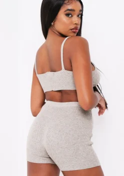Shorts|Loungewear*Missy Empire Arden Knit Ribbed Shorts Oat