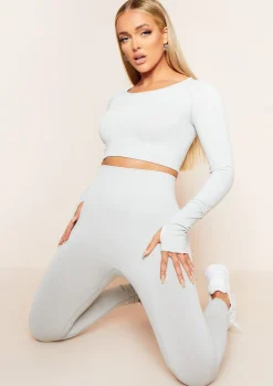 Gym Bottoms|Seamless & Shapewear*Missy Empire Ariana Olive Green Seamless High Waisted Gym Leggings