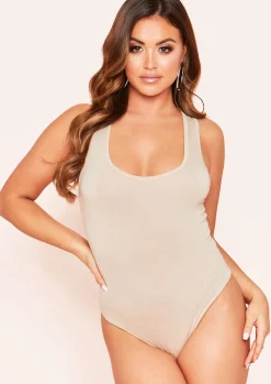 Tops|Bodysuits*Missy Empire Ariyah Basic Jersey Bodysuit Beige