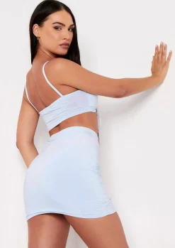 Tops|Co-Ords*Missy Empire Ashlynn Blue Ruched Crop Top Pastel Blue