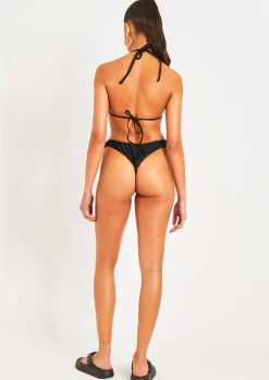 Swimwear|Beachwear*Missy Empire Aston Ruched Bikini Thong Black