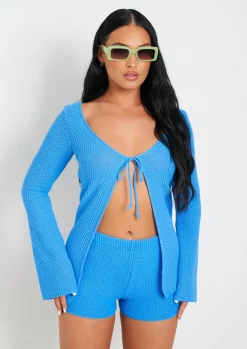 Shorts|Knitwear*Missy Empire Athena Blue Crochet Knit Short