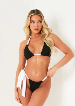 Swimwear|Beachwear*Missy Empire Audrey Black & White Contrast Bikini Top