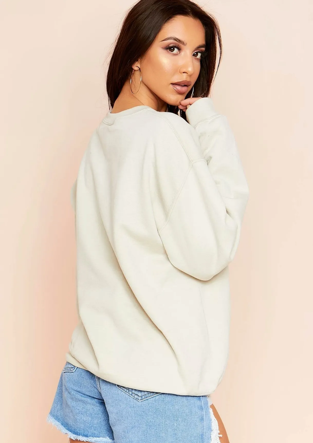 Airport Vibin'|Loungewear*Missy Empire Austyn Slogan Femme Icon Oversized Sweatshirt Sand