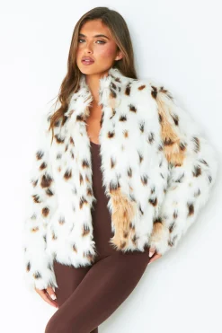 Coats & Jackets*Missy Empire Ava Cream Leopard Print Faux Fur Coat