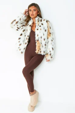 Coats & Jackets*Missy Empire Ava Cream Leopard Print Faux Fur Coat