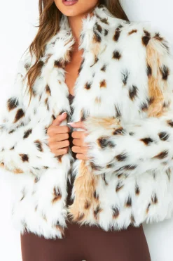 Coats & Jackets*Missy Empire Ava Cream Leopard Print Faux Fur Coat