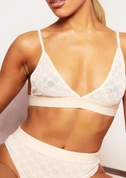 Rave Outfits|Lingerie*Missy Empire Aviana Nude Embroidered Mesh Tape Triangle Bra Baby Pink