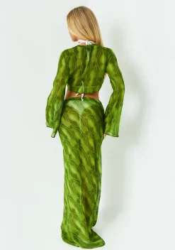 Tops|Co-Ords*Missy Empire Ayla Green Wide Sleeve Tie Front Top