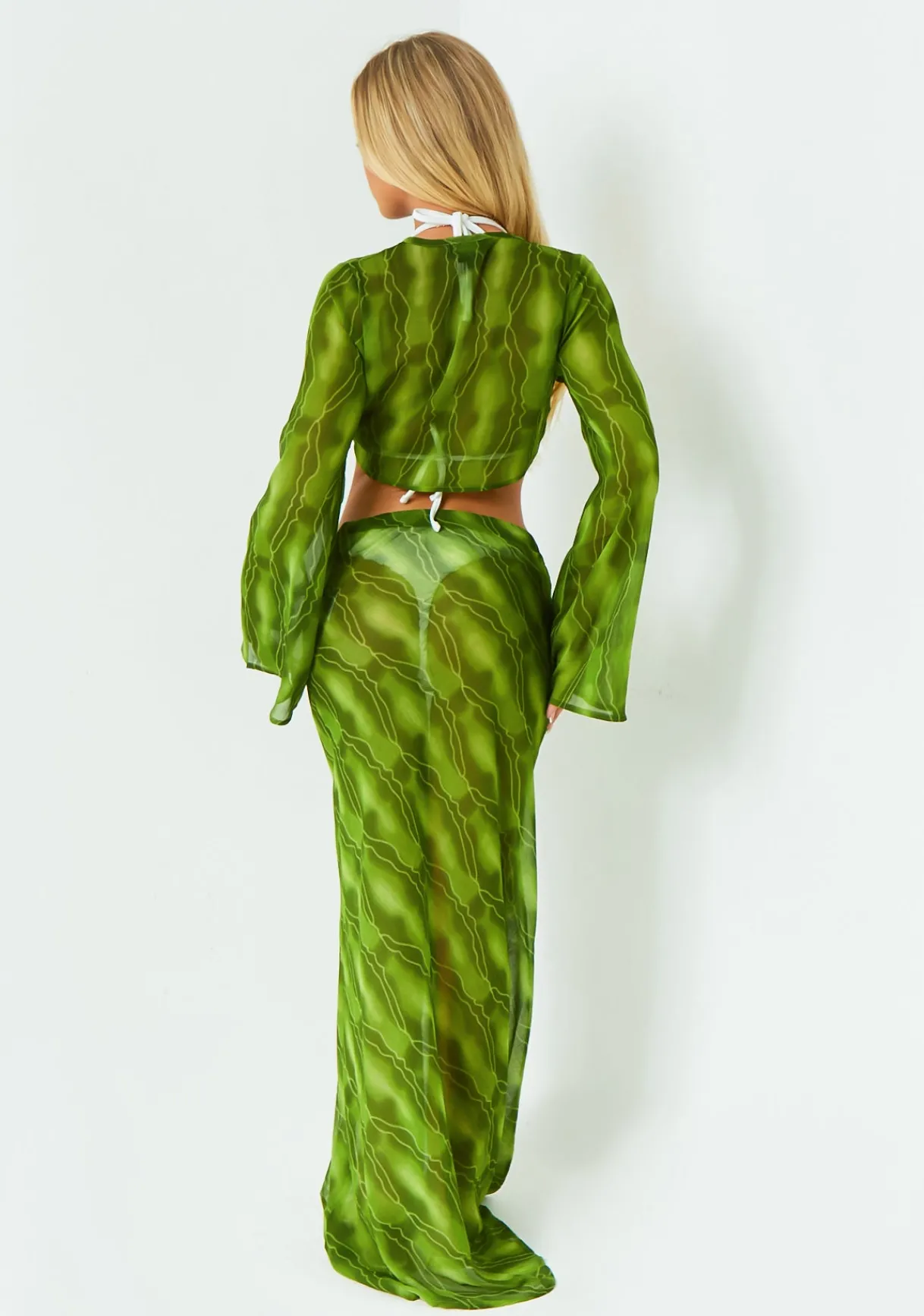 Tops|Co-Ords*Missy Empire Ayla Green Wide Sleeve Tie Front Top