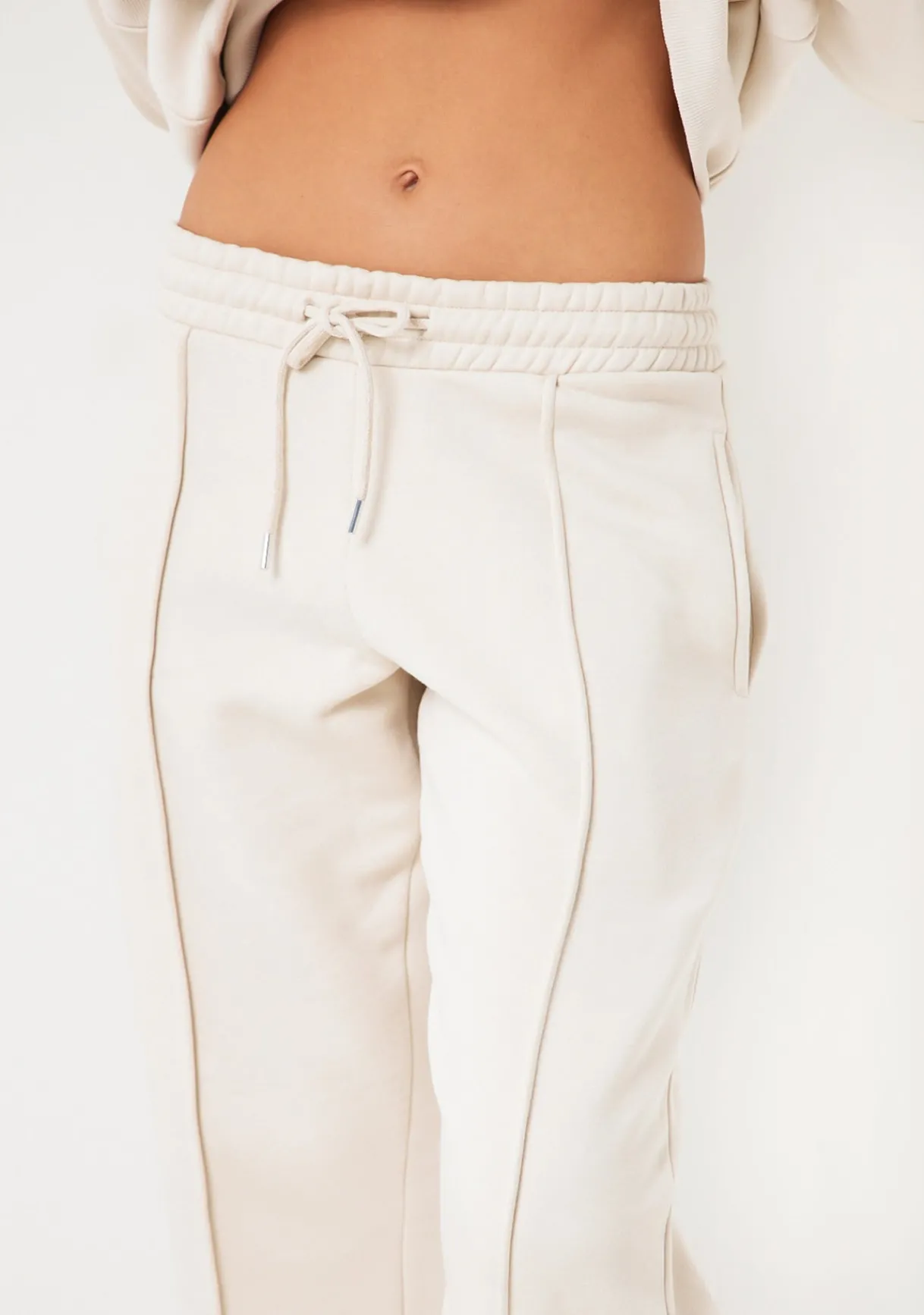 Airport Vibin'|Tracksuits*Missy Empire Bailey Washed Charcoal Seam Detail Wide Leg Joggers Cream