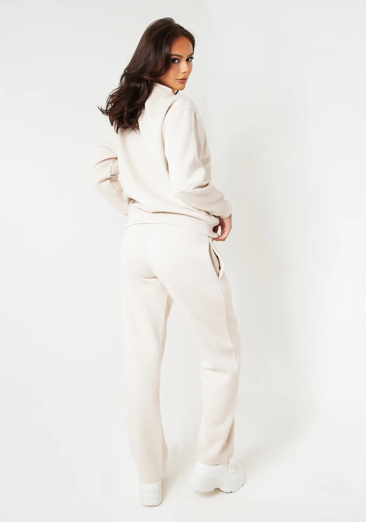 Airport Vibin'|Tracksuits*Missy Empire Bailey Washed Charcoal Seam Detail Wide Leg Joggers Cream