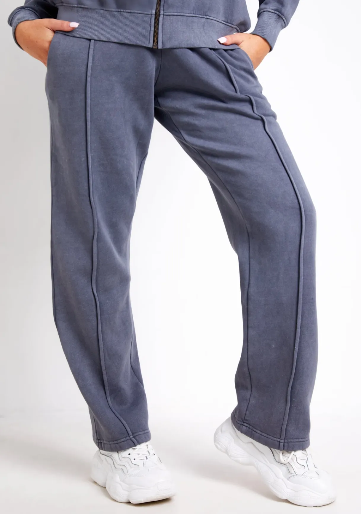 Airport Vibin'|Tracksuits*Missy Empire Bailey Washed Seam Detail Wide Leg Joggers Charcoal