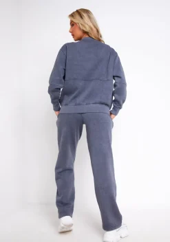 Airport Vibin'|Tracksuits*Missy Empire Bailey Washed Seam Detail Wide Leg Joggers Charcoal