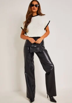 Tops|Knitwear*Missy Empire Beatrix & Black Cropped Knitted Jumper Vest White