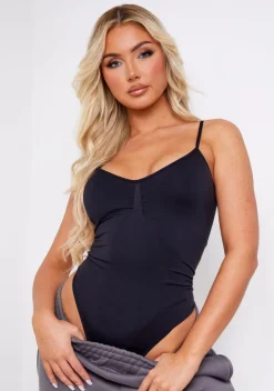 Tops|Seamless & Shapewear*Missy Empire Beckah Black Seamless Strappy Bodysuit
