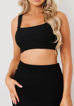 Tops|Knitwear*Missy Empire Bella Rib Knit Bralet Black