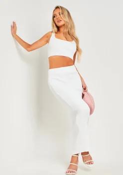 Tops|Knitwear*Missy Empire Bella Rib Knit Bralet White
