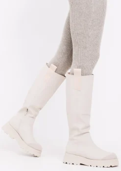 Boots|Rave Outfits*Missy Empire Beth Knee High Wellie Boots Beige