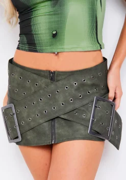 Skirts*Missy Empire Beth Green Crossover Belt PU Mini Skirt