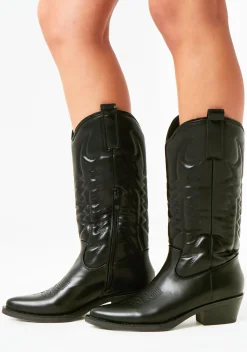 Boots|Rave Outfits*Missy Empire Bethanie Black Cowboy Boots