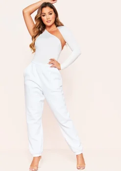 Tops|Bodysuits*Missy Empire Billie White One Shoulder Cut Out Bodysuit